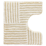 Beige-weiß gestreifter WC-Vorleger mit U-Aussparung aus Hochflor Teppich