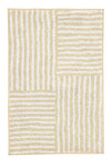 Rechteckiger Badteppich mit beige-weißen Streifen und Patchworkmuster