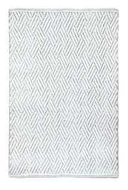 Quadratische Badematte in Weiß mit beige gemustertem Zickzackdesign
