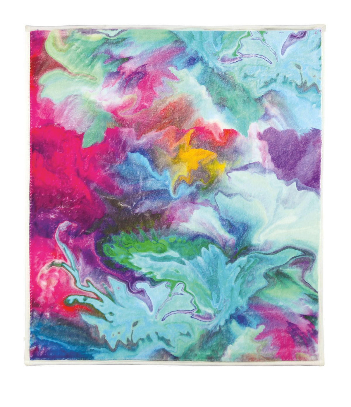 Buntes Handtuch mit abstraktem Blumenmuster in Pink, Blau und Grün