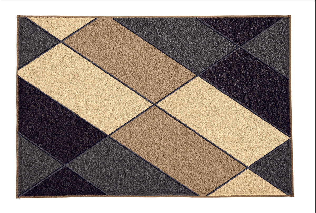 Rechteckiger Teppich mit geometrischem Muster in Beige, Braun, Grau