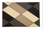 Rechteckige Badematte mit geometrischem Muster in Beige, Braun, Schwarz