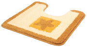 Beige-brauner WC-Vorleger mit U-Ausschnitt und mittigem Kreuzmuster