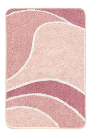 Rosa Badteppich mit geschwungenem Muster in Rosé und Creme.