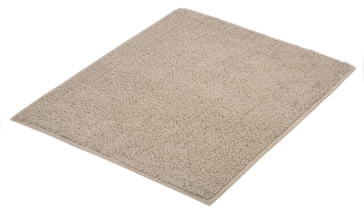 Beiger rechteckiger Badematte mit dichtem, weichem Hochflor aus Stoff