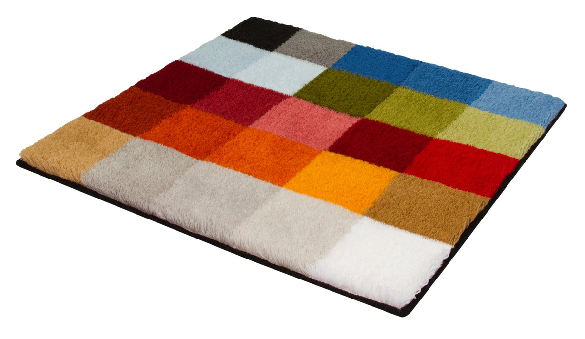 Quadratische Badematte mit weichem, mehrfarbig kariertem Flor Design