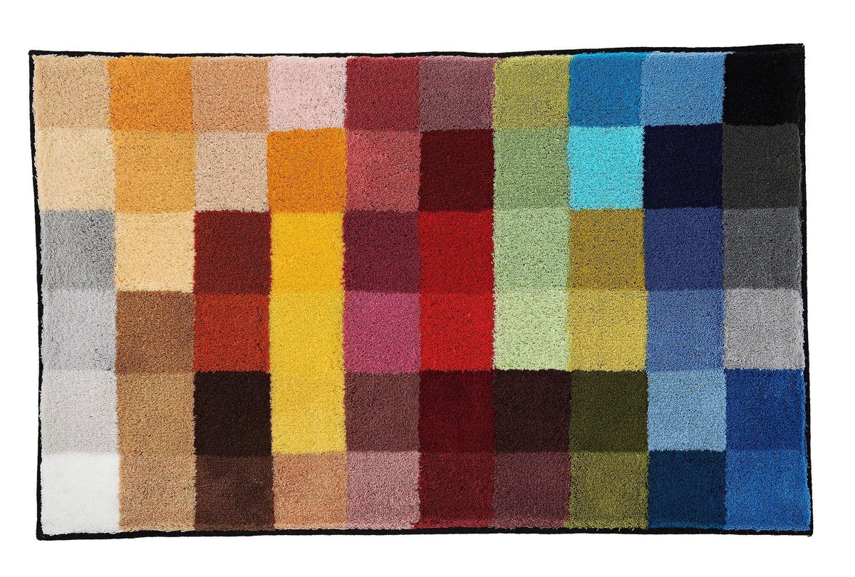 Bunter Badteppich mit vielen rechteckigen Farbfeldern in Patchwork