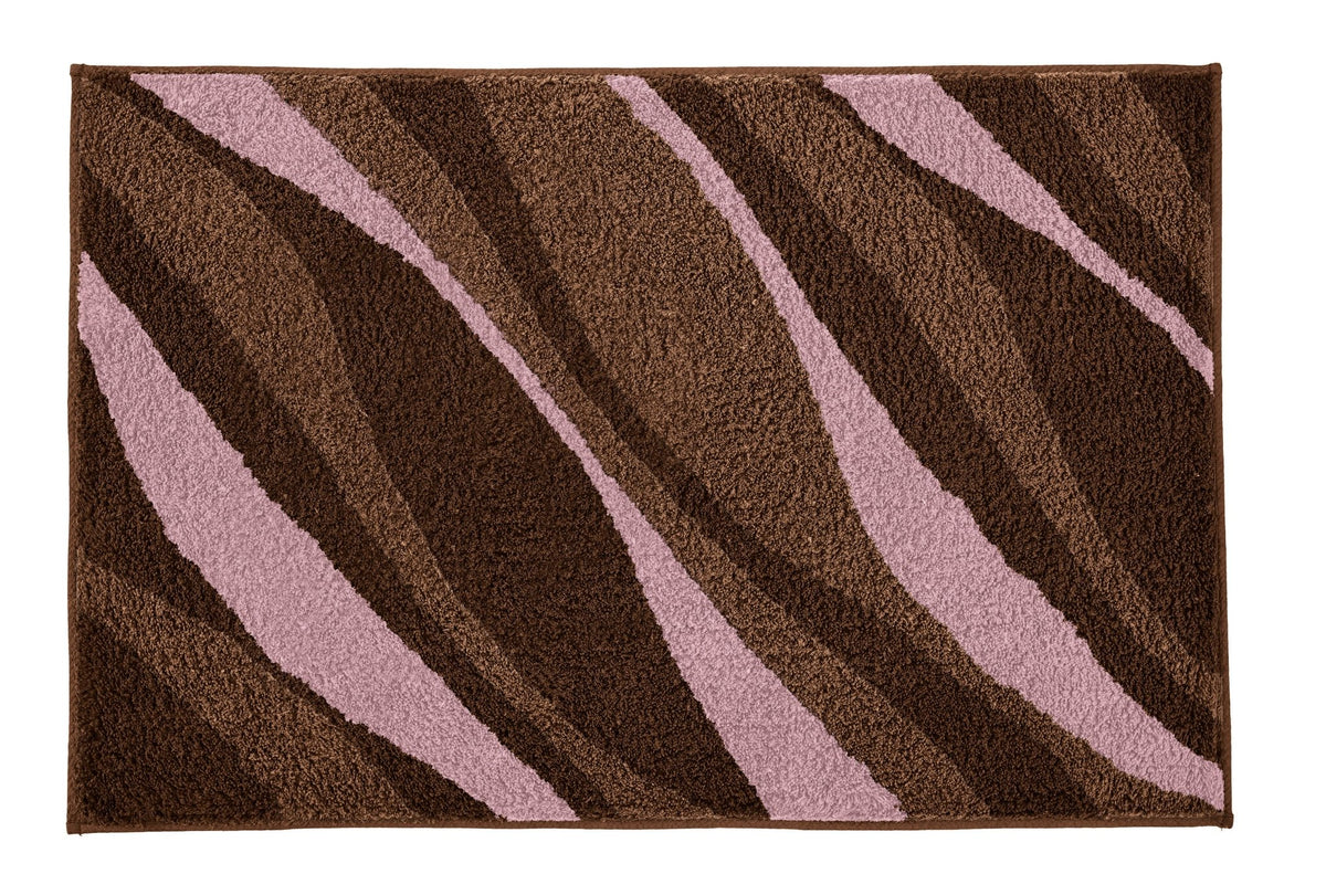 Badematte mit braun-rosa Wellenmuster in verschiedenen Schattierungen