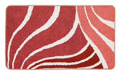 Badematte mit roten, rosa und weißen Wellenstreifen-Mustern aus Stoff