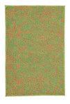 Grüner Badteppich mit orangefarbenem floralem Muster.