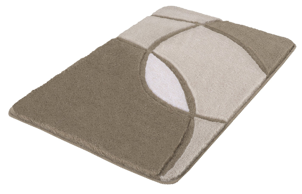 Rechteckiger Badteppich beige-braun mit geschwungenem Design Muster