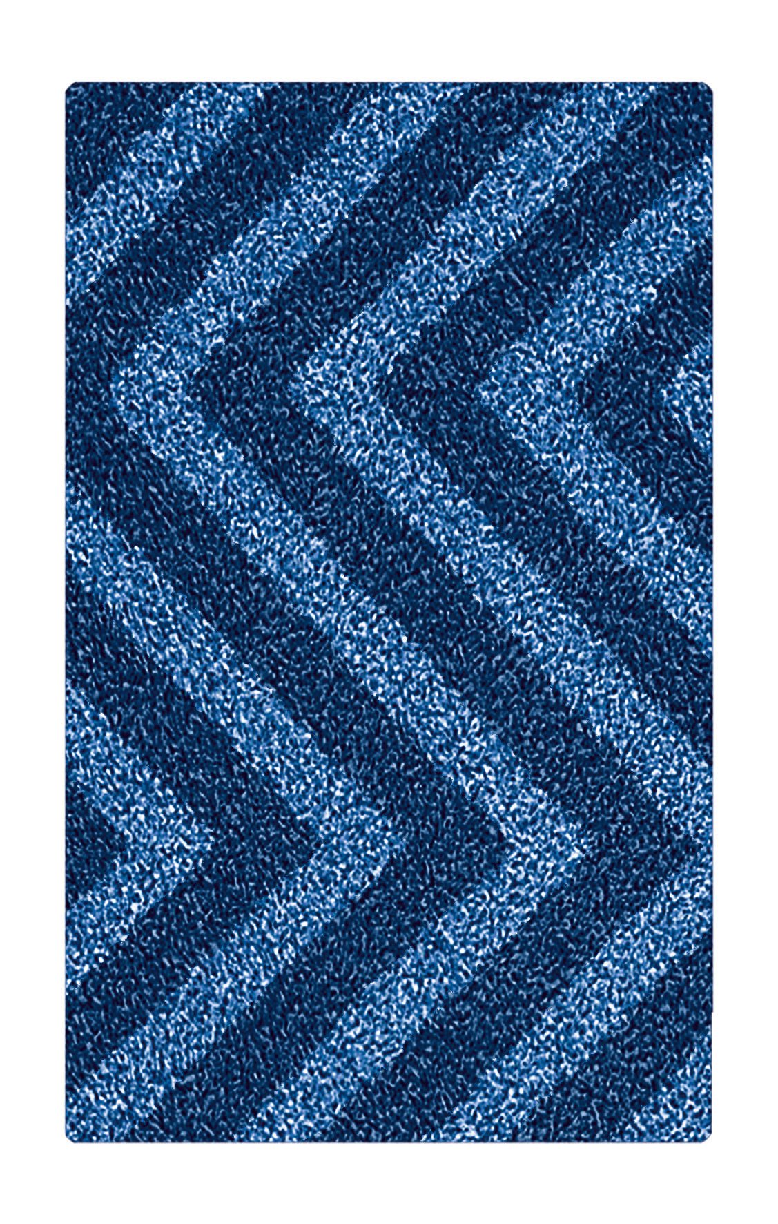 Blaue Badematte mit hell- und dunkelblauem Zickzackmuster struktur