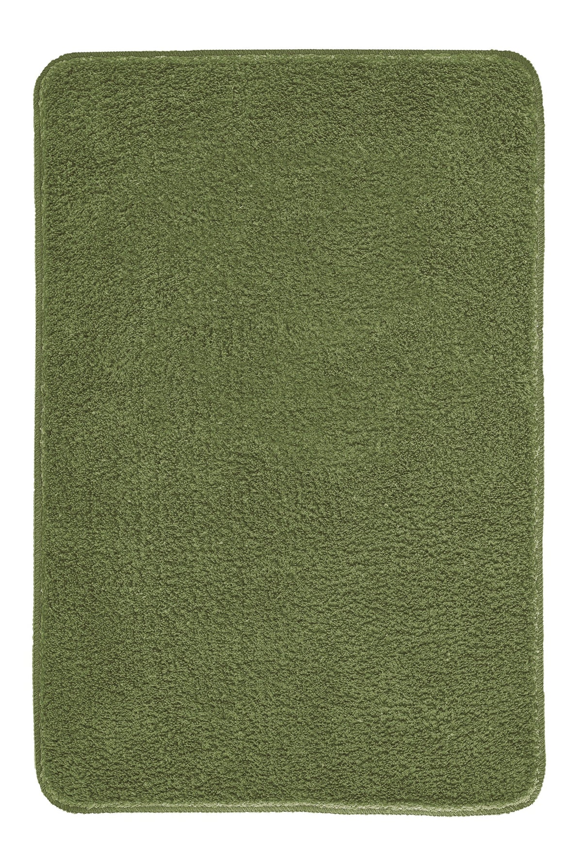 Rechteckiger, grüner Badteppich mit weicher, dichter Hochflor-Oberfläche