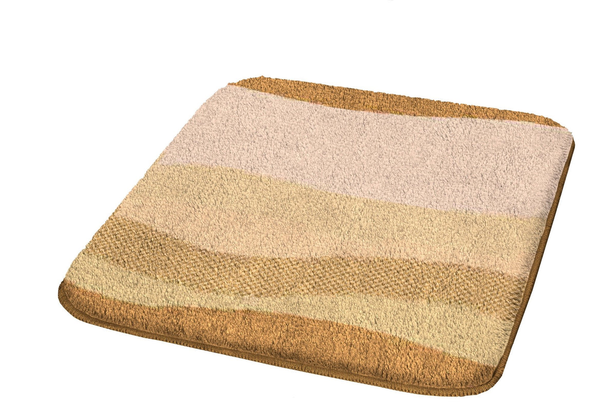 Quadratische Badematte mit beige-braunen Wellen in Sandoptik-Design