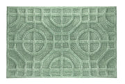 Hellgrüne Badematte mit hochflorigem, geometrischem Kreis-Muster