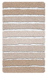 Rechteckige Badematte mit hochflorigen Beige- und Cremestreifenmuster
