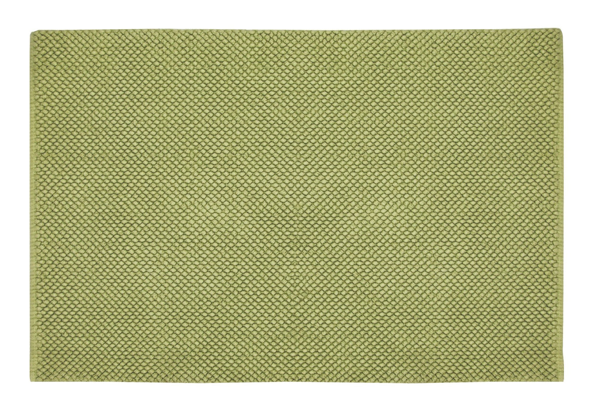 Grünes, quadratisches Handtuch mit feiner Wabenstruktur von oben gesehen