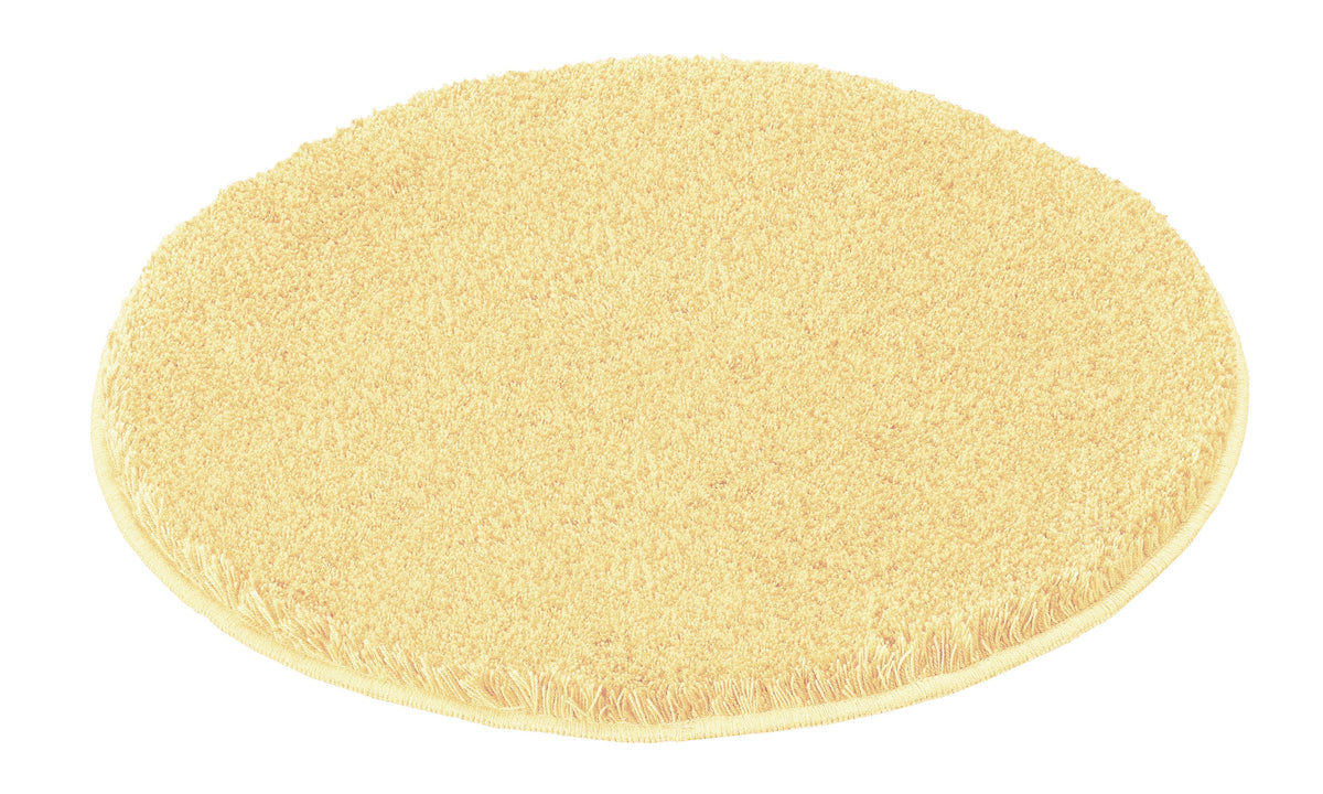 Runder gelber Badematte-Teppich mit dichtem, hochflorigem, weichem Flor