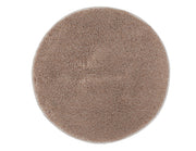 Runder, beigefarbener Badteppich mit dichtem, weichem Hochflor Design