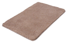 Rechteckige, beigefarbene Badematte mit dichtem, hochflorigem, weichem Flor