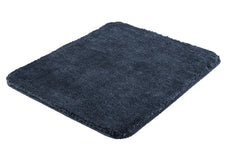 Rechteckige, dunkelblaue Badematte mit dichtem, weichem Flor, hochflorig