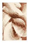 Abstrakter Teppich in Creme, Beige und Braun mit geschwungenem Muster.