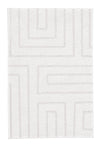 Cremeweißer Teppich mit hellgrauem geometrischem Linienmuster.