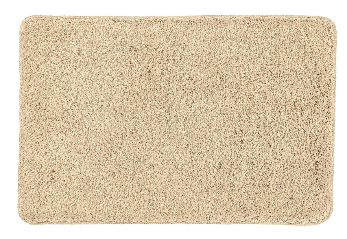 Rechteckige, flauschige Badematte in Beige mit weicher Oberfläche