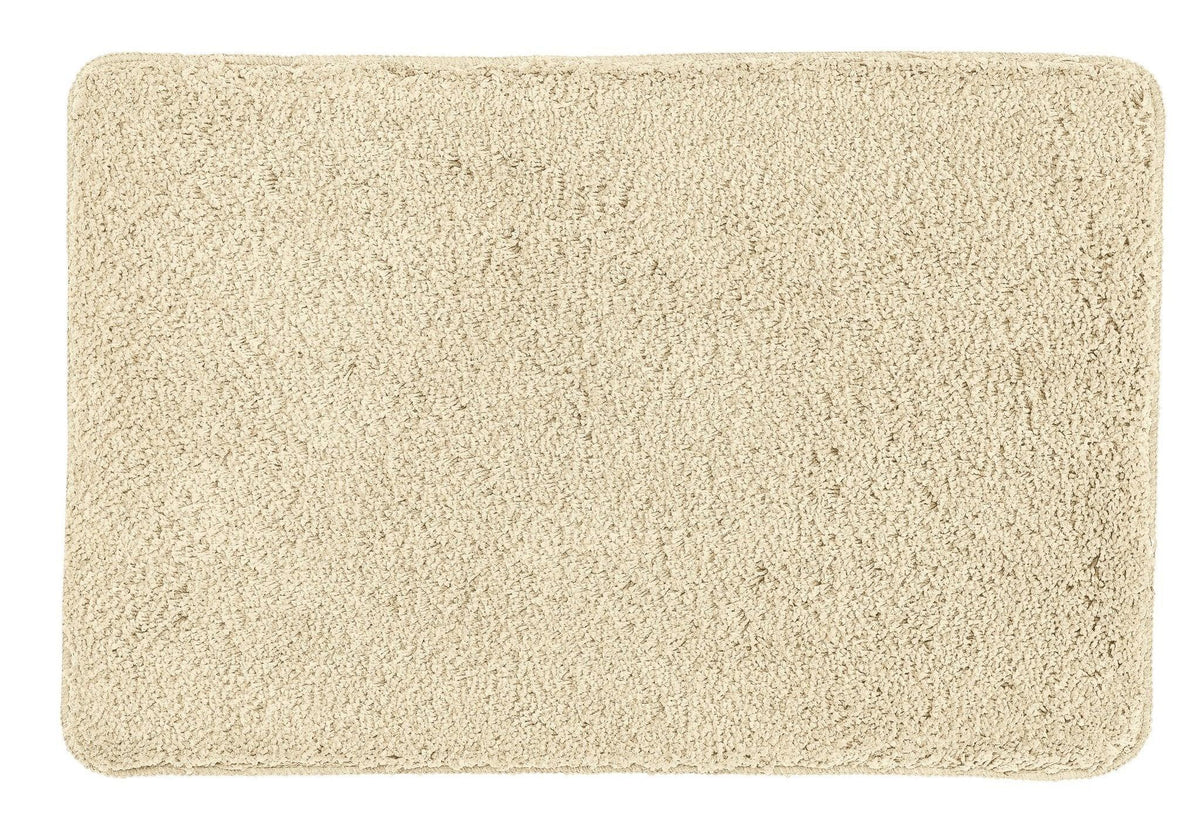 Rechteckige beige Badematte mit dichtem, weichem Hochflorteppich Oberfläche