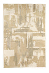 Abstrakter Teppich in Beige und Goldfarbig mit verwaschenem Muster.