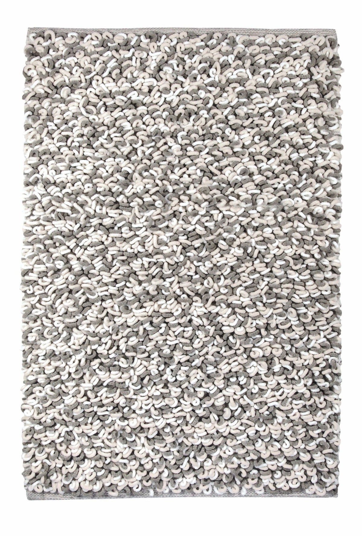 Rechteckige Badematte mit dichtem, grauen und beigen Schlingenflor