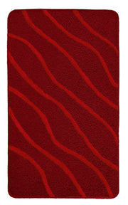 Roter rechteckiger Badteppich mit Wellenmuster in Ton-in-Ton-Optik