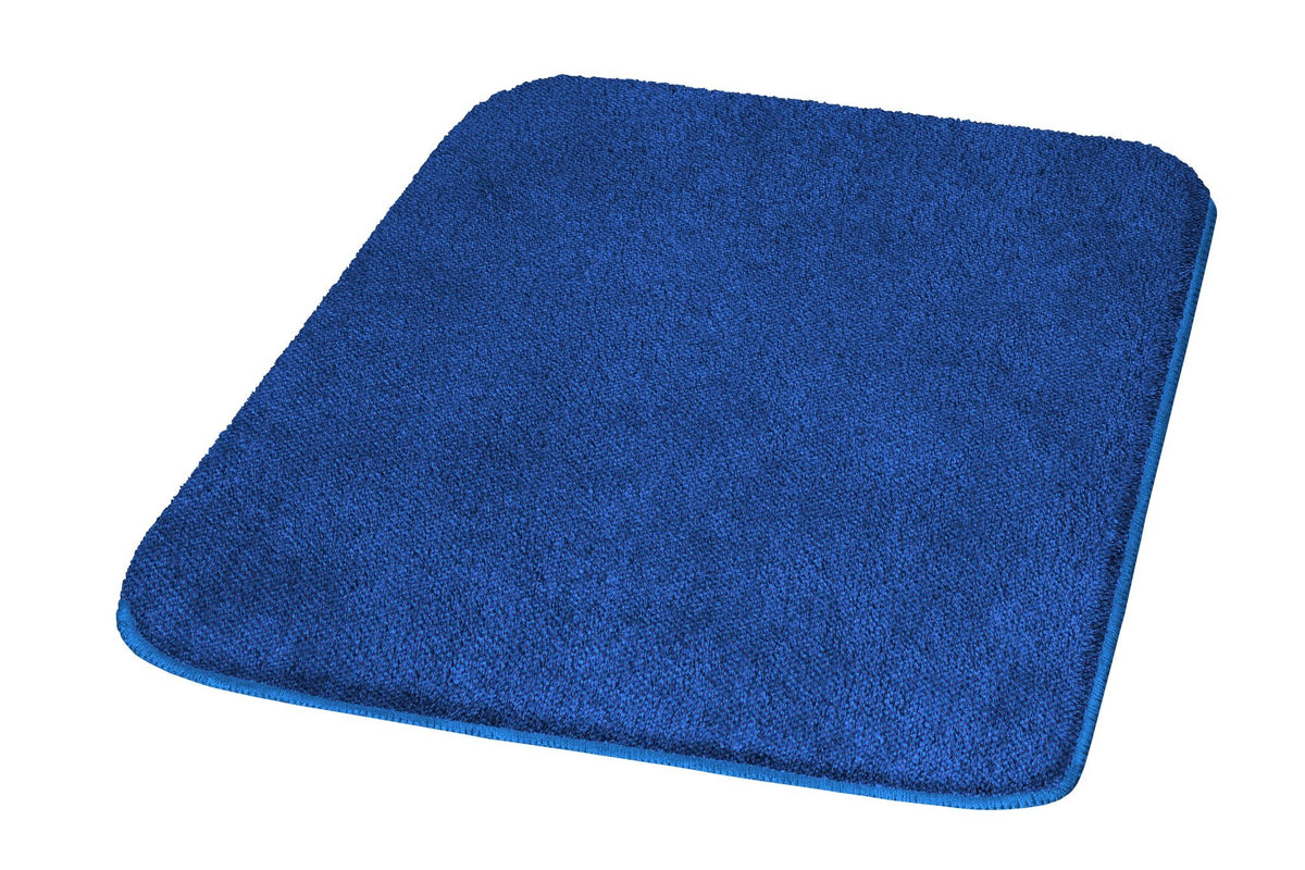 Rechteckige blaue Badematte aus weichem Mikrofaserstoff in Dunkelblau