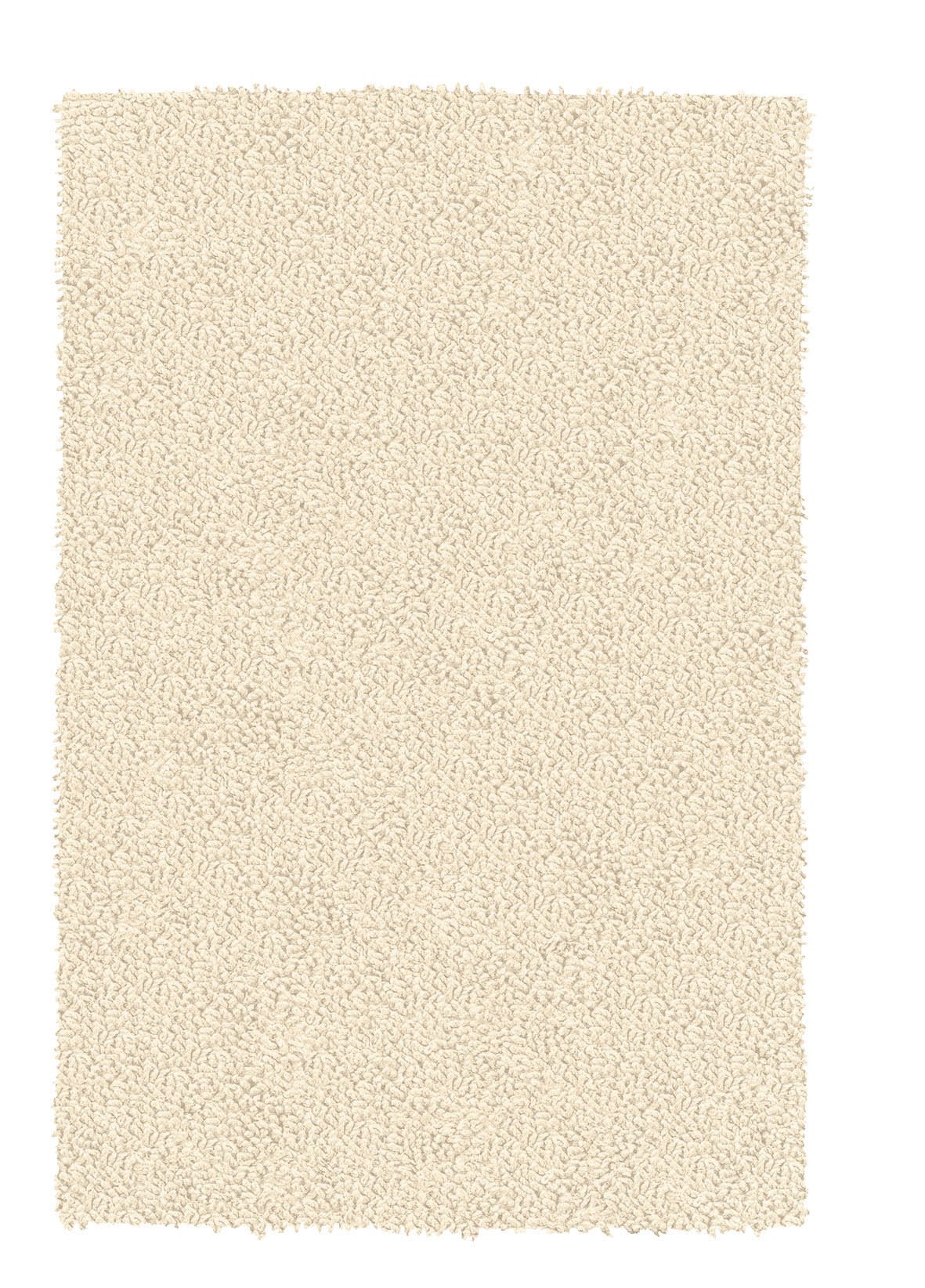 Rechteckiger cremefarbener Hochflor-Badteppich mit dichter Struktur