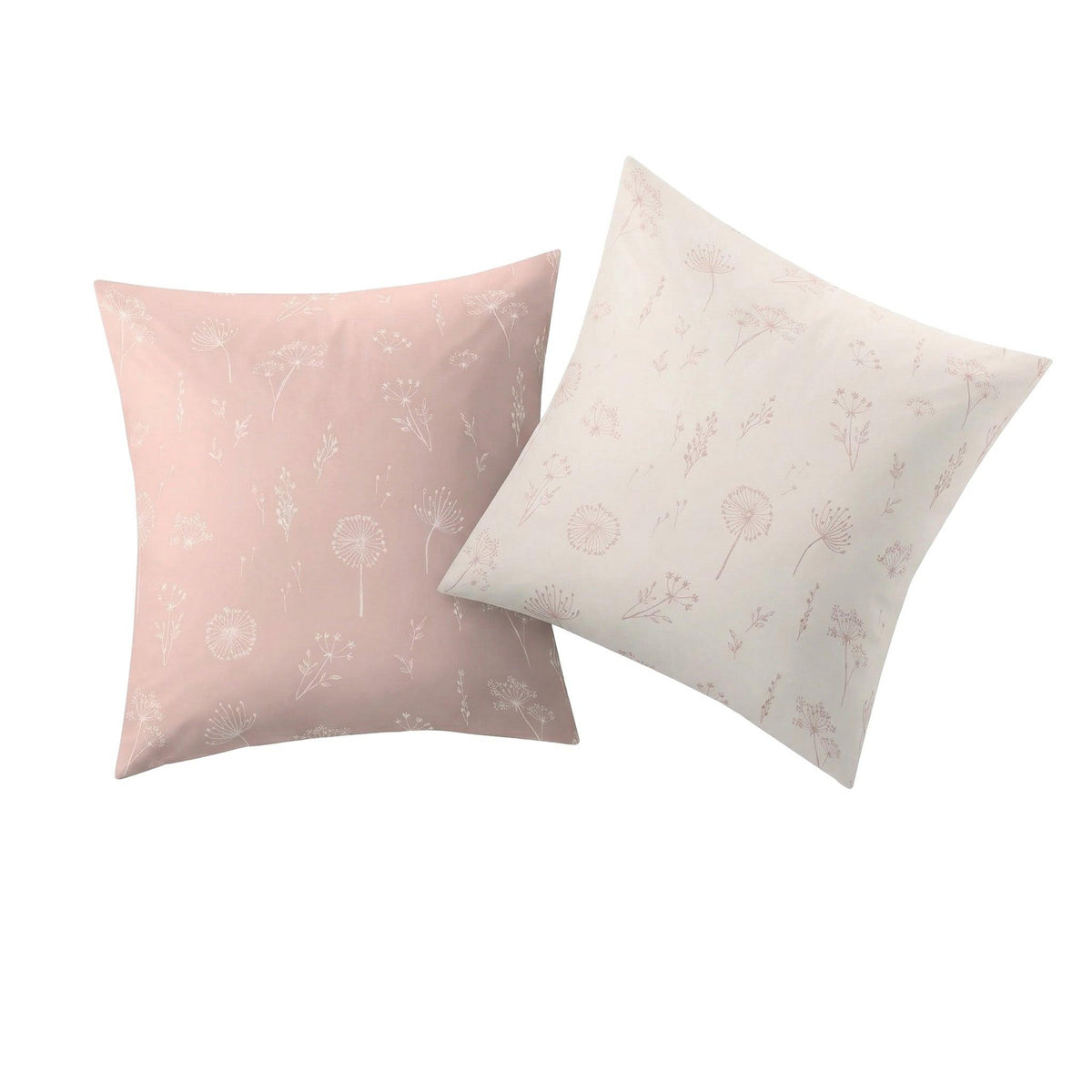 Kopfkissenüberzug in Rosé und Creme mit zartem Blumenmuster.