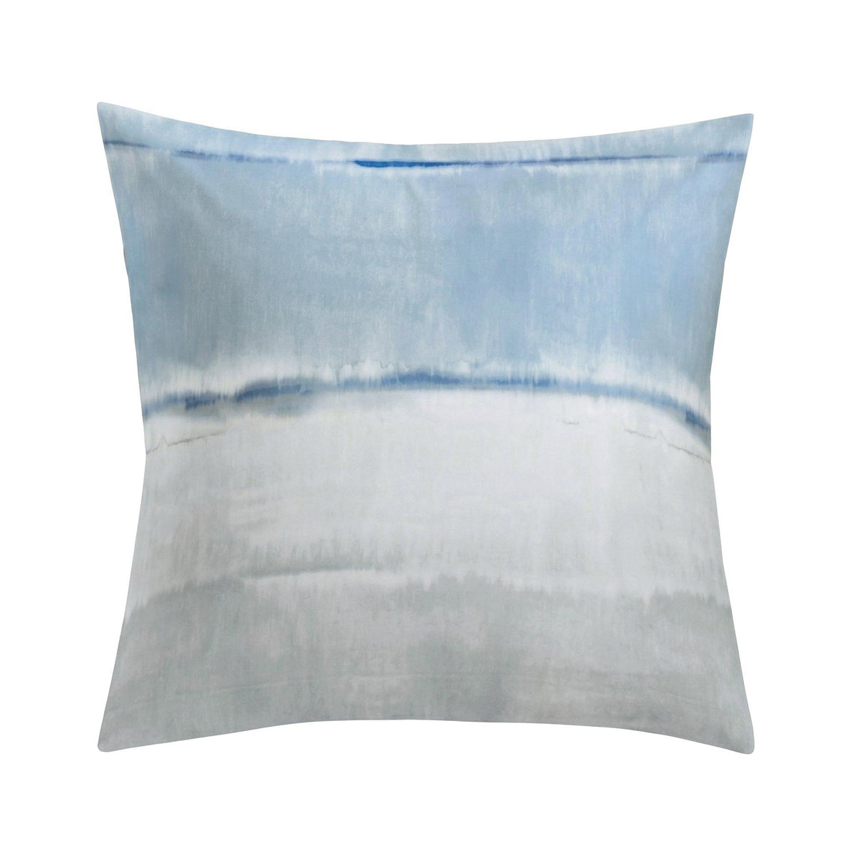 Hellblauer Kopfkissenüberzug mit aquarellartigem Farbverlauf.