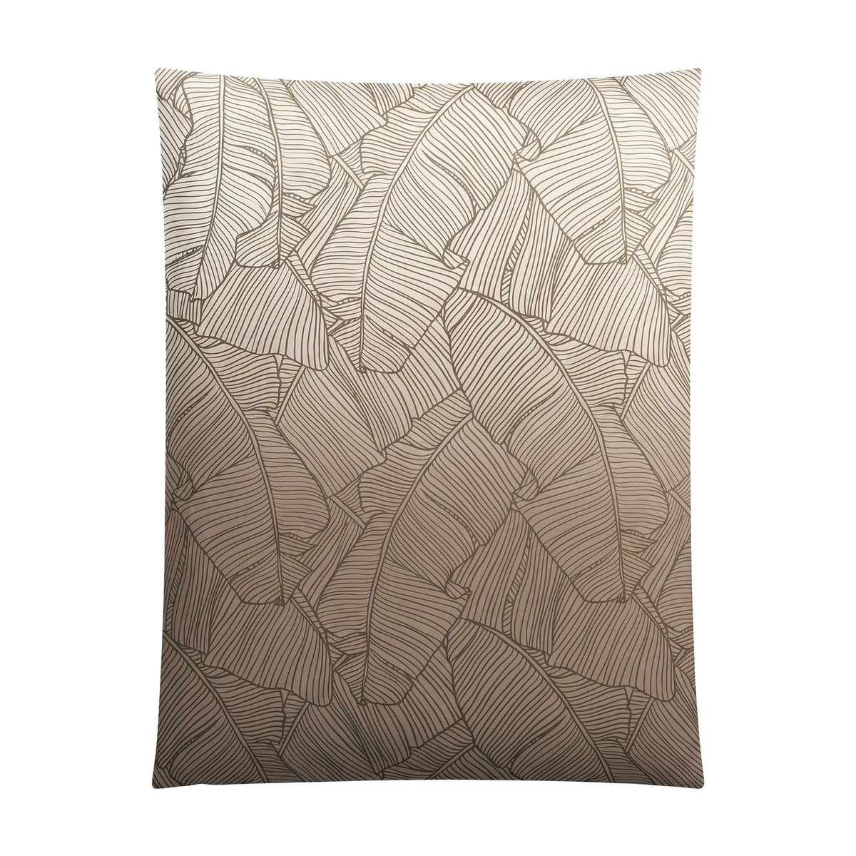 Beige Bettwäsche mit tropischem Blättermuster in feiner Linienoptik.