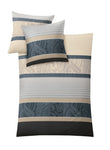 Bettwäsche-Set mit blau-beige-grauen Streifen und Paisleymuster Motiv