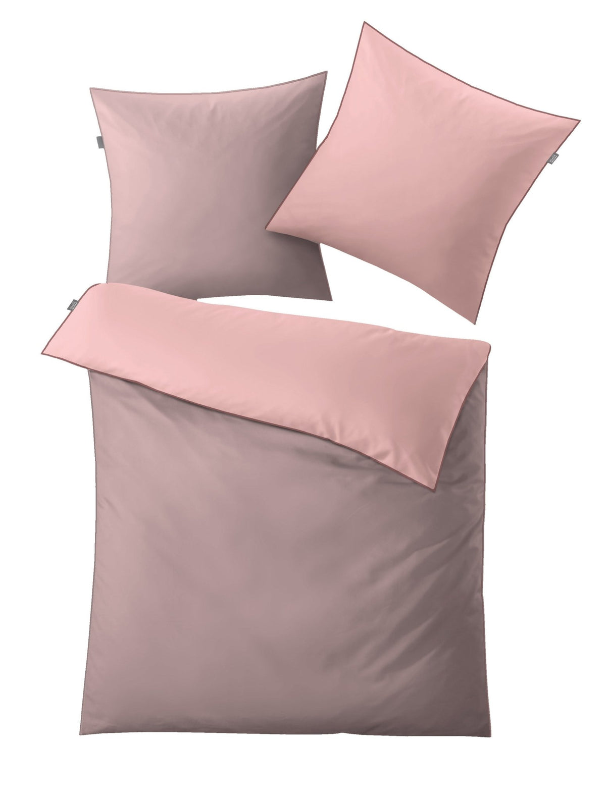 Rosa und altrosa Bettwäsche-Garnitur mit Decke und zwei Kissen