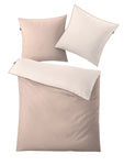 Bettwäsche-Set mit Decke und zwei zweifarbigen Kissen in Beige uni