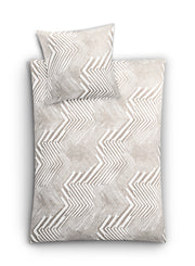 Bettwäsche-Set in Beige mit geometrischem Zickzackmuster und Kissen