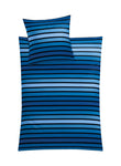Blau-gestreifte Bettwäschegarnitur mit passendem Kissen- und Bettbezug