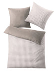 Bettwäsche-Set in Beige und Grau mit geometrischem Flechtmuster beidseitig