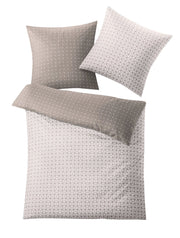 Bettwäsche-Set in Beige und Grau mit geometrischem Flechtmuster beidseitig