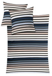 Modernes Bettwäsche-Set mit Querstreifen in Blau, Beige, Schwarz, Weiß