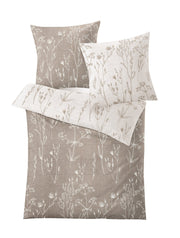 Bettwäsche-Set in Beige mit weißem, filigranem Blumenmuster Motiv