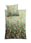 Bettwäsche-Set mit grünem Farbverlauf und zartem Blumenmuster allover