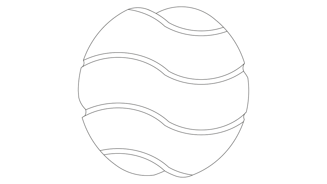 Abstrakte, kugelförmige Grafik mit feinen geschwungenen Linienbändern