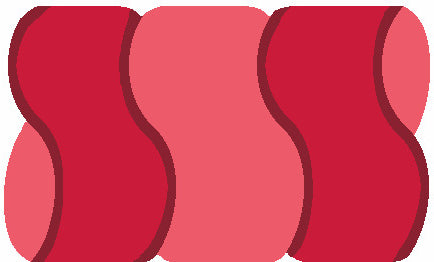 Abstraktes rot-rosa Wellenmuster aus drei geschwungenen Flächen formen