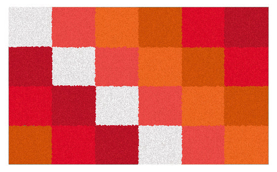 Badematte mit kariertem Muster in Rot, Orange, Rosa und Weißtönen